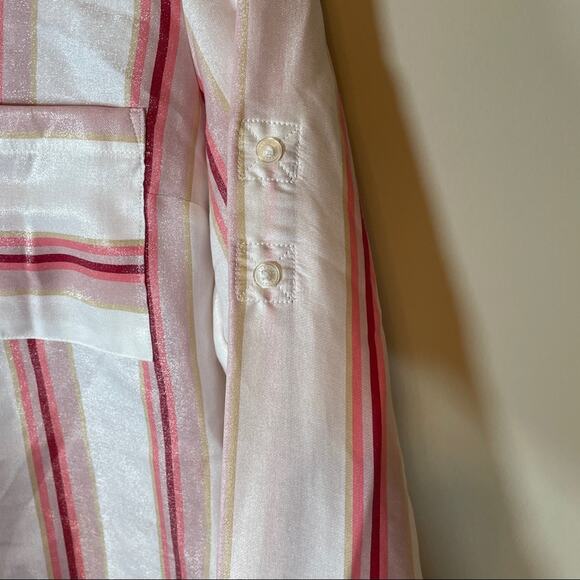 Express Pink & White Stripe Button Down Top Size XS - Picture 5 of 12